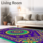 Vibrant Purple and Gold Medallion Rug