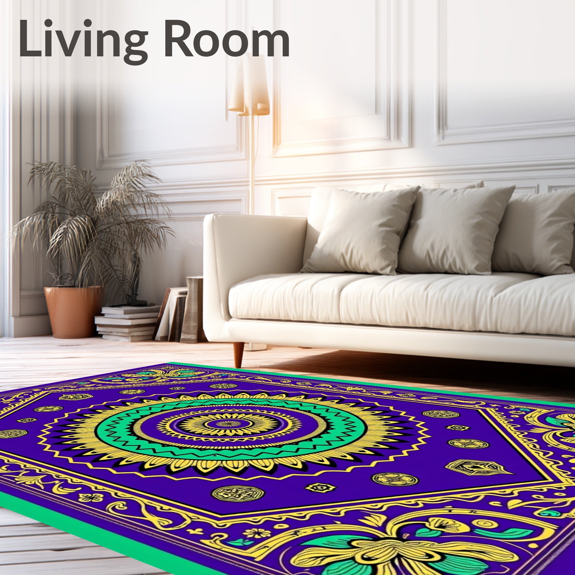 Vibrant Purple and Gold Medallion Rug