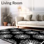Monochromatic White Snowflake Mandala Rug