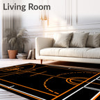 Orange and White Court Lines Rug