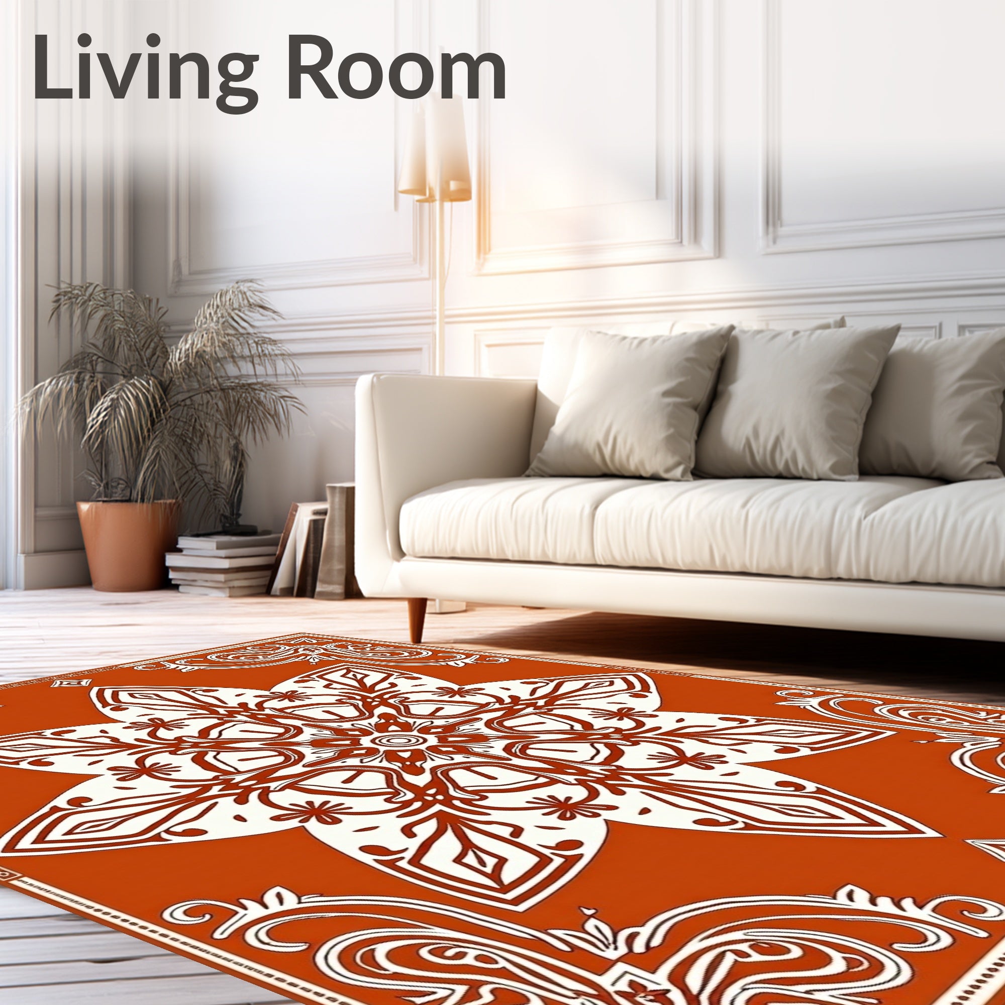 Crimson Medallion Floral Corner Accents Rug
