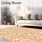 Orange Vine Scrollwork Art Rug