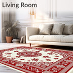 Crimson Medallion Floral Lattice Rug