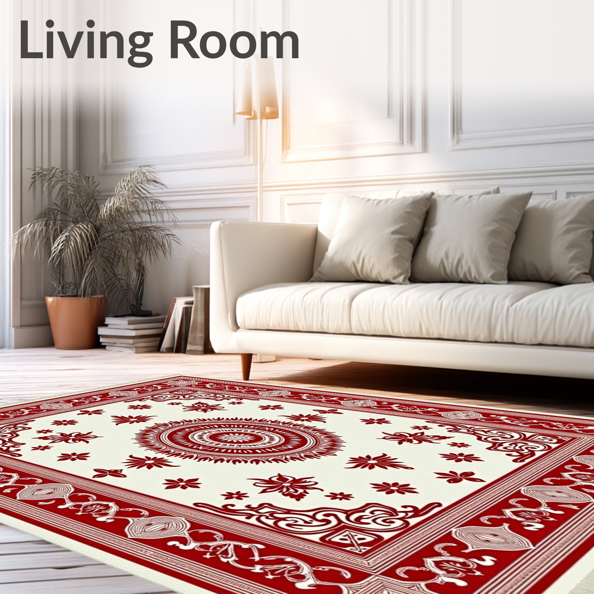 Crimson Medallion Floral Lattice Rug