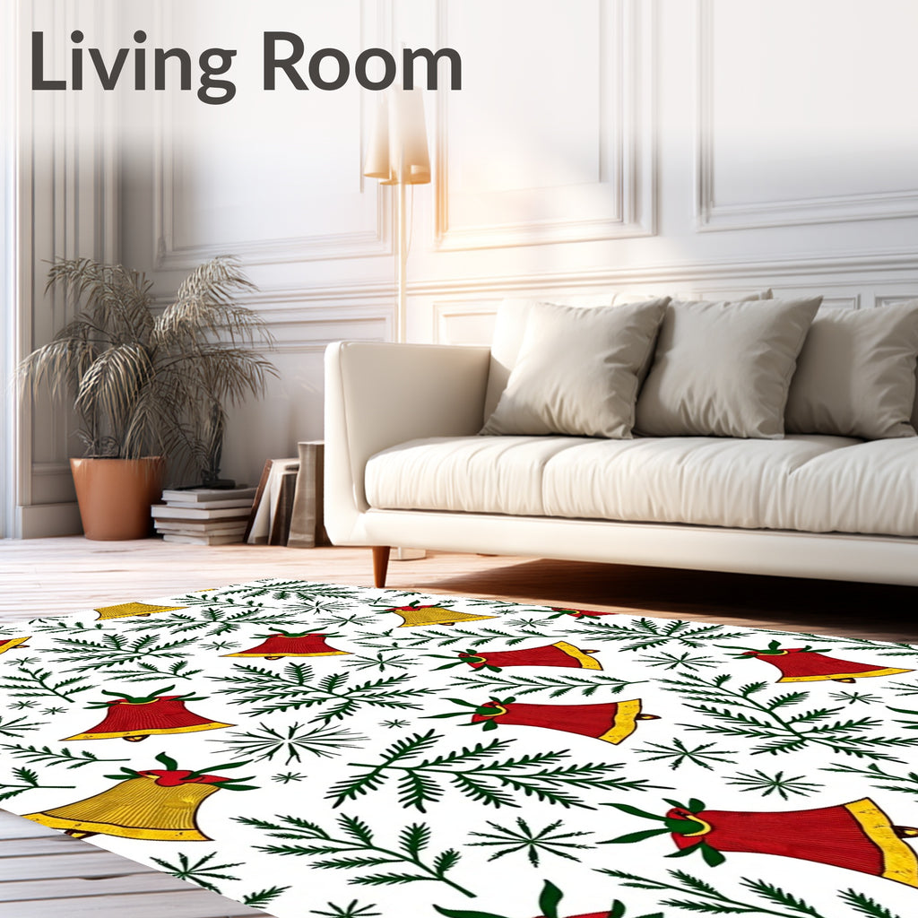 Red Gold Bell Evergreen Scatter Rug