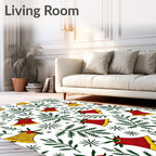 Red Gold Bell Evergreen Scatter Rug