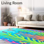 Red Seahorse Coral Reef Scene Rug