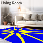 Bold Yellow Sunburst Blue Rug