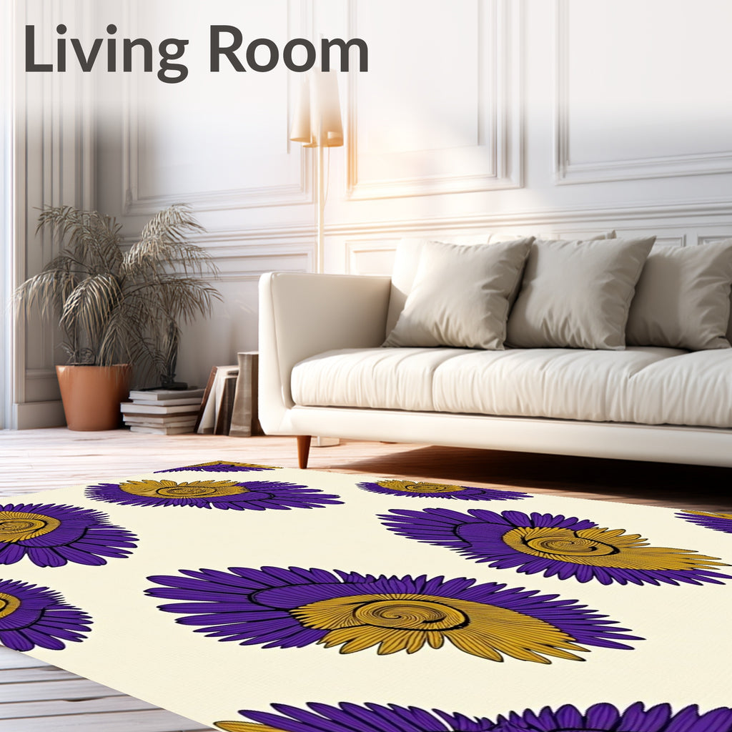 Purple Gold Feather Spiral Rug