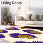 Purple Gold Feather Spiral Rug