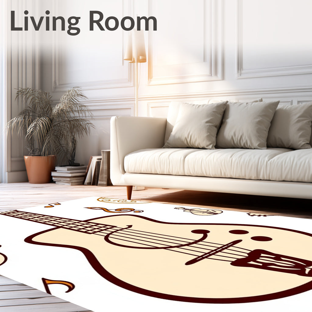 Cozy Acoustic Guitar Music Notes Rug