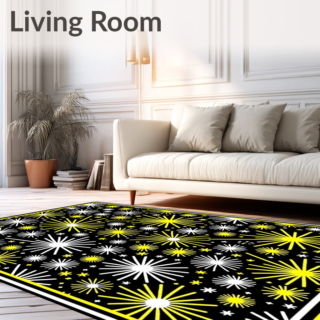 Radiant Yellow Starburst Explosion Rug