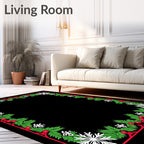 Festive Red Green Snowflake Garland Rug