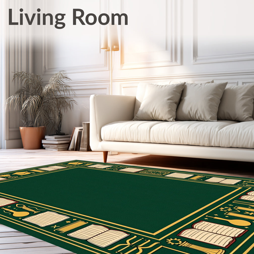 Vintage Gold Educational Elements Border Rug