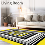 Bold Yellow Square Inlay Rug