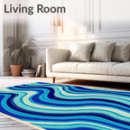 Ocean Blue Swirl Wave Rug