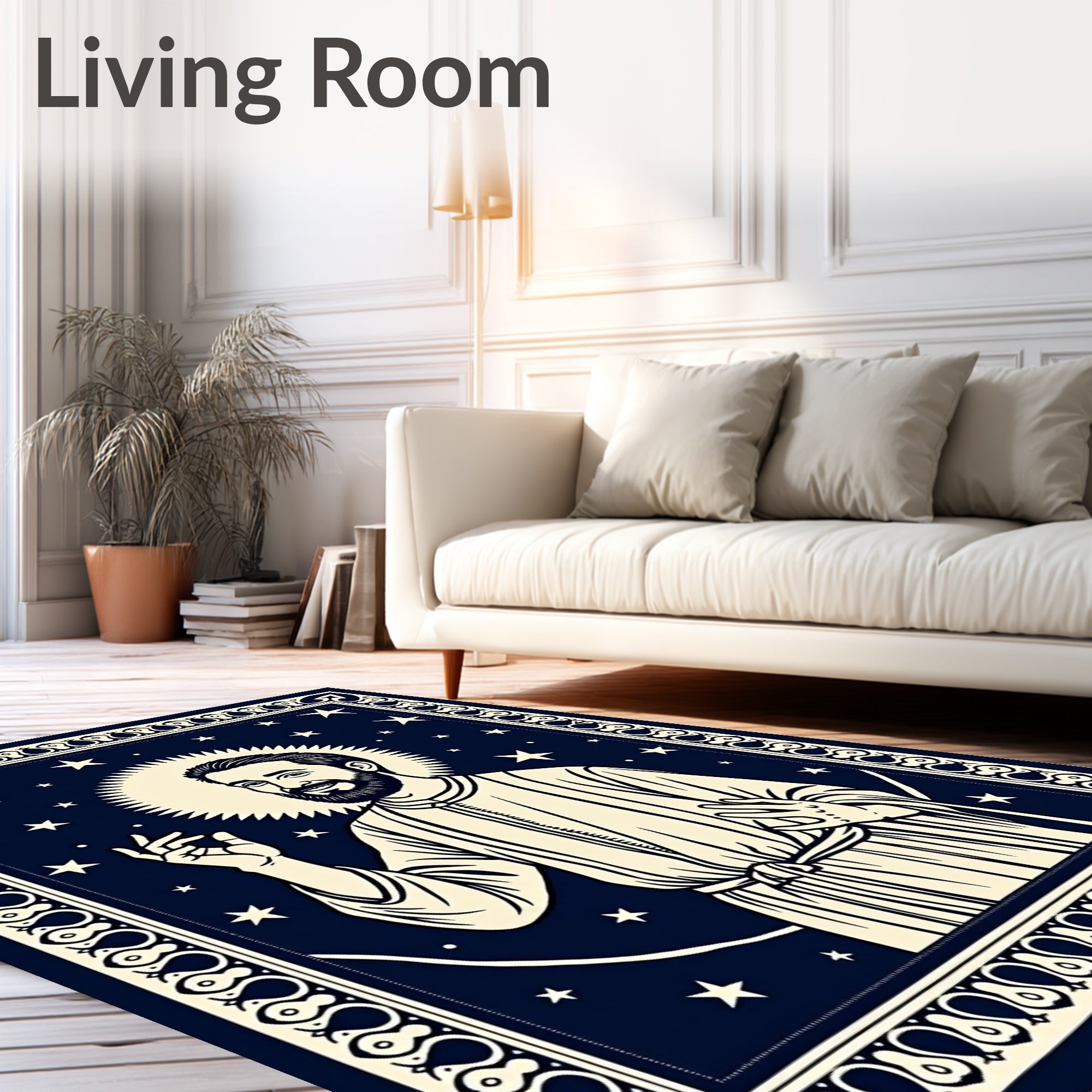 Navy Starry Night Saint Portrait Rug
