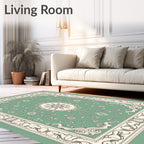 Classic Sage Green Floral Medallion Rug