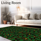 Emerald Green Laurel Berry Branches Rug