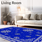 Winter Snowflakes Blue Scandinavian Rug