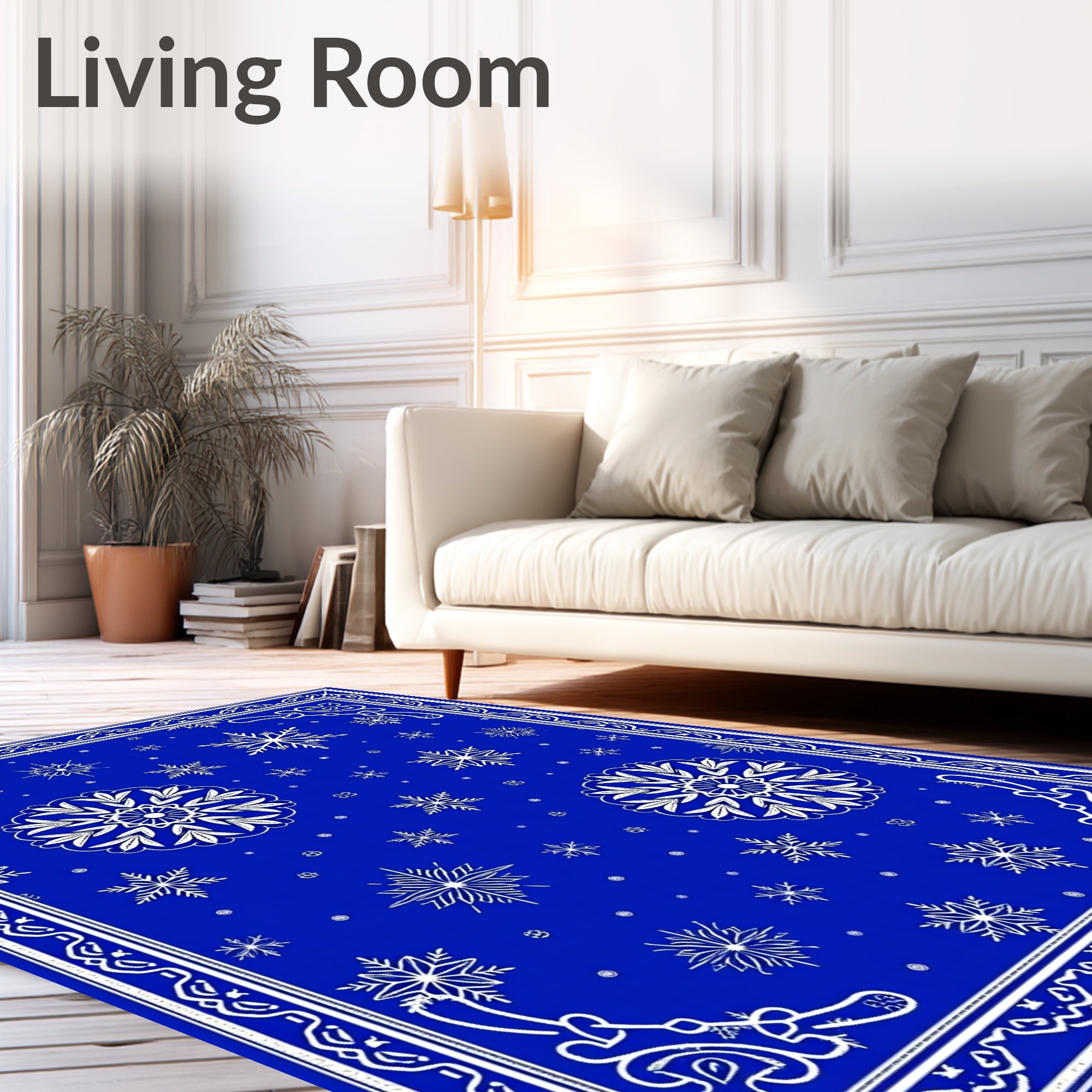 Winter Snowflakes Blue Scandinavian Rug