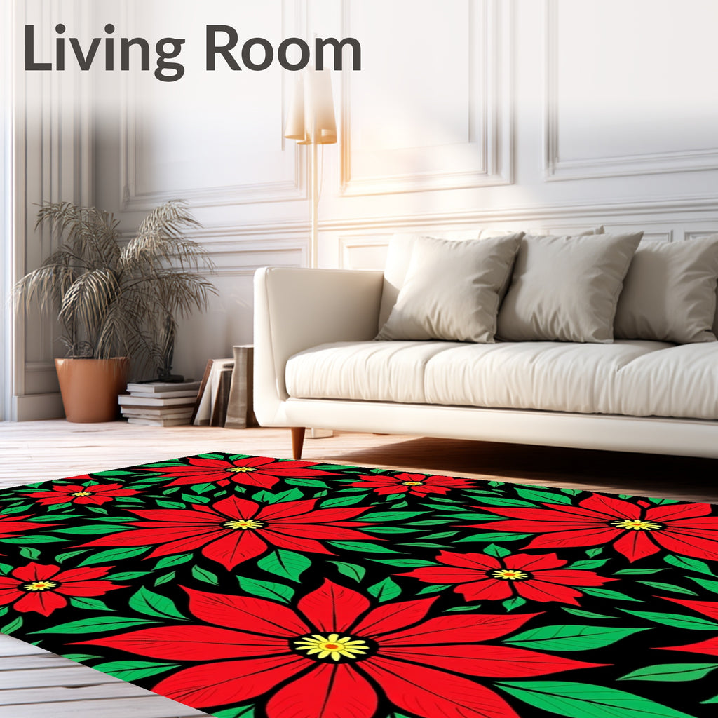 Bold Red Poinsettia Garden Rug