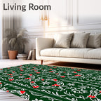 Deep Green Wreath Berry Garland Rug