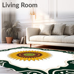 Golden Sunflower Mandala Frame Rug