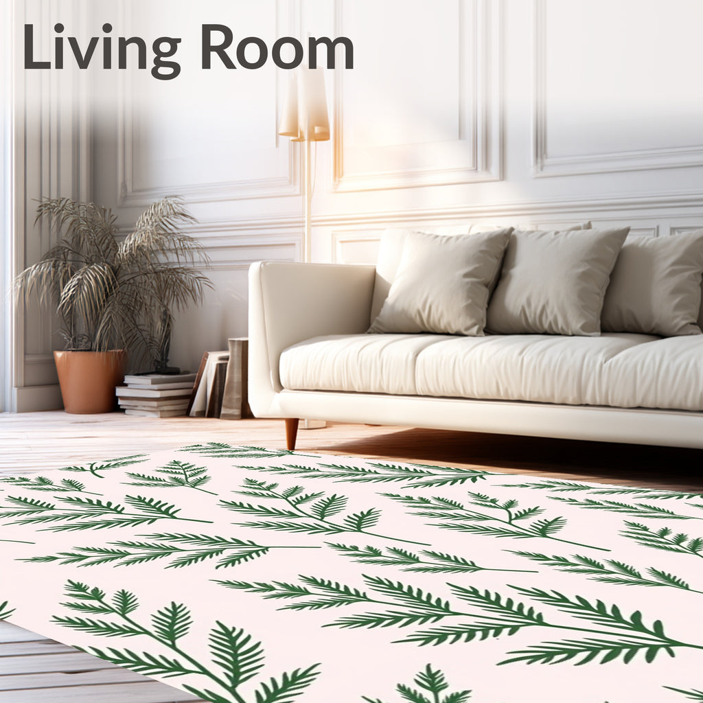 Forest Green Fern Frond Repeat Rug