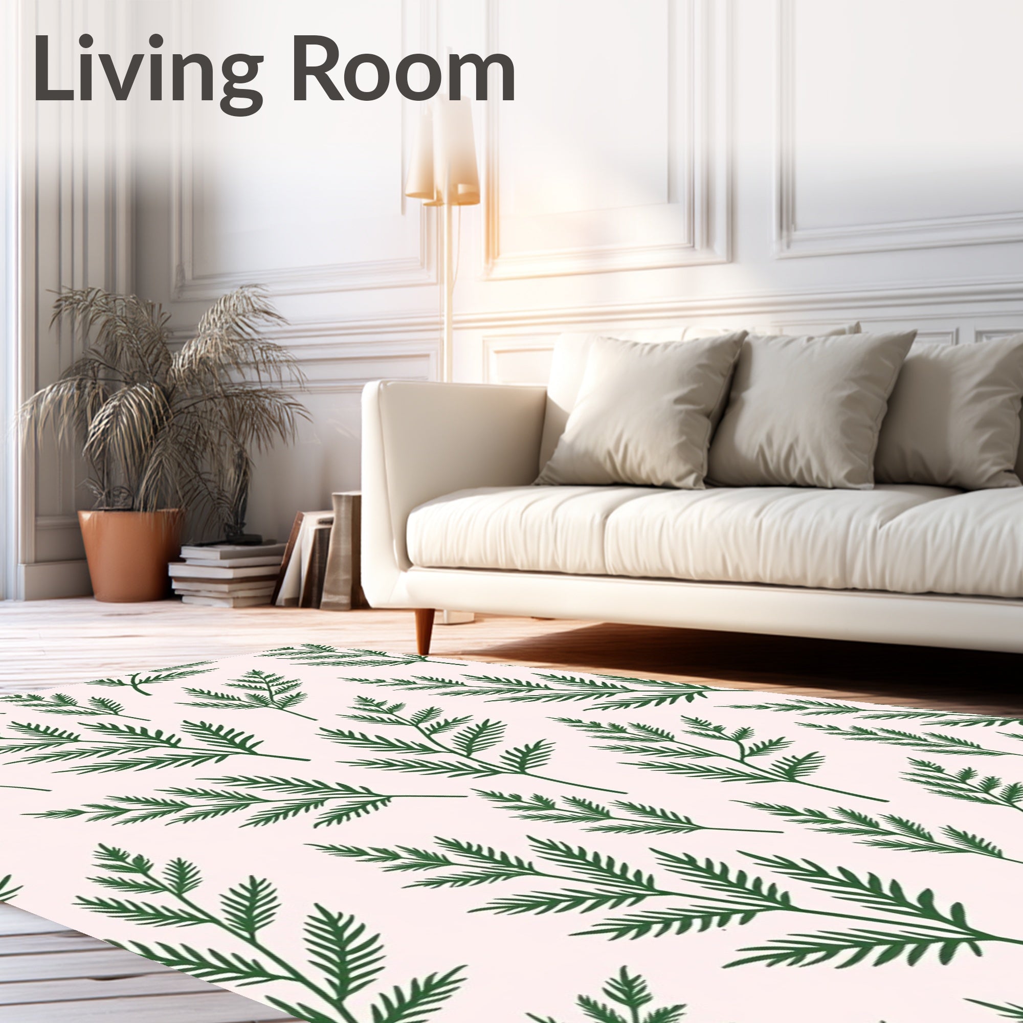 Forest Green Fern Frond Repeat Rug