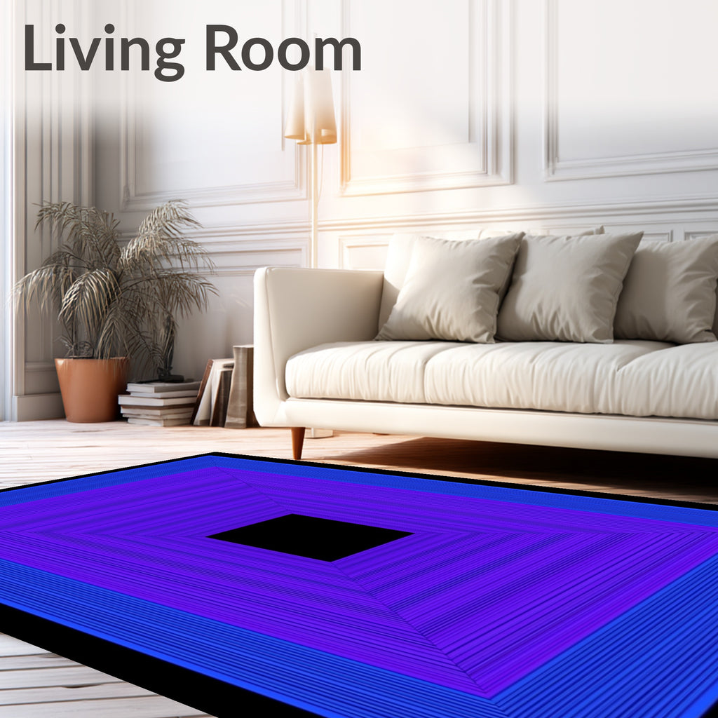 Vibrant Sapphire Infinite Squares Rug