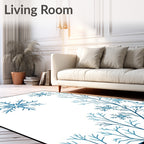 Winter Blue Snowflake Branch Arrangement Rug