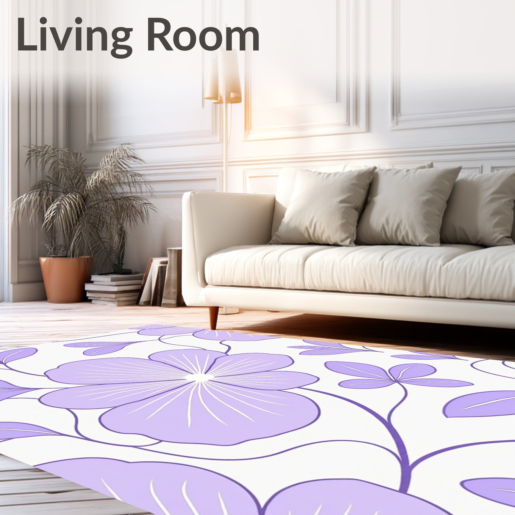 Lavender Floral Vine Arrangement Rug