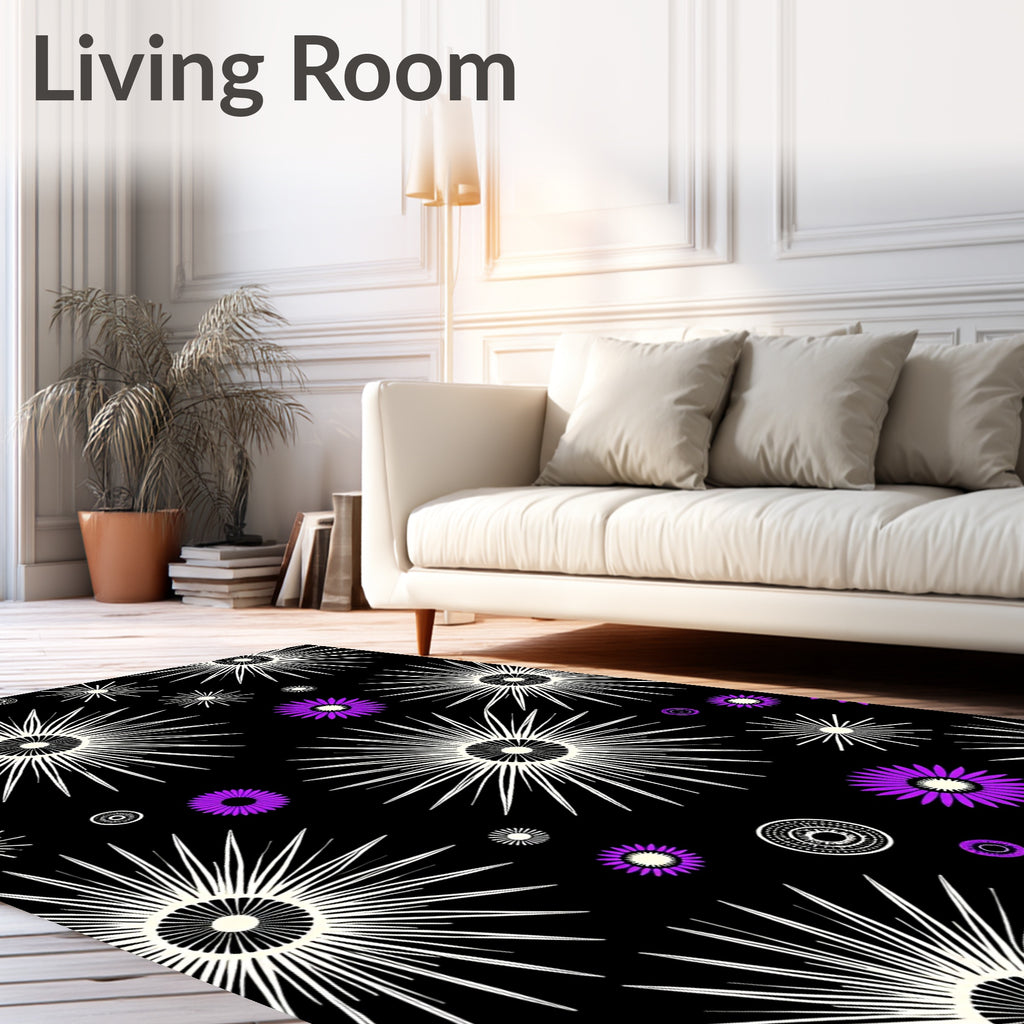 Black Purple Starburst Medallion Rug