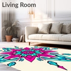 Vibrant Fuchsia Teal Starburst Medallion Rug