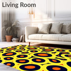 Abstract Yellow Orange Black Circles Rug