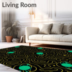 Cosmic Green Planet Swirls Rug