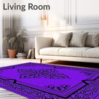 Rich Violet Black Scroll Floral Medallion Rug