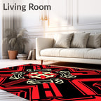 Bold Red Geometric Symmetry Rug