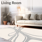 Creamy Beige Swirl Abstract Rug