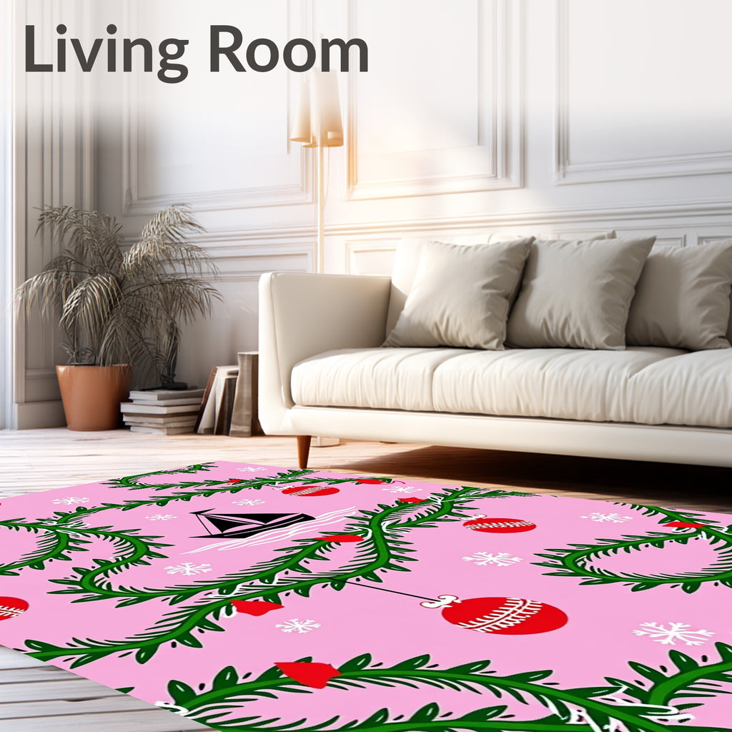 Pink Green Sailboat Christmas Garland Rug