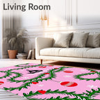 Pink Green Sailboat Christmas Garland Rug