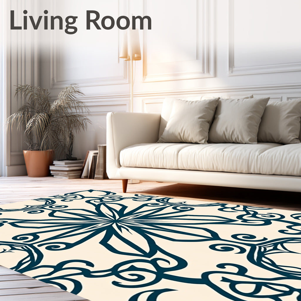Navajo Teal Floral Scroll Rug