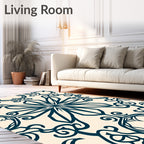 Navajo Teal Floral Scroll Rug