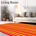 Vibrant Red Yellow Stripe Composition Rug