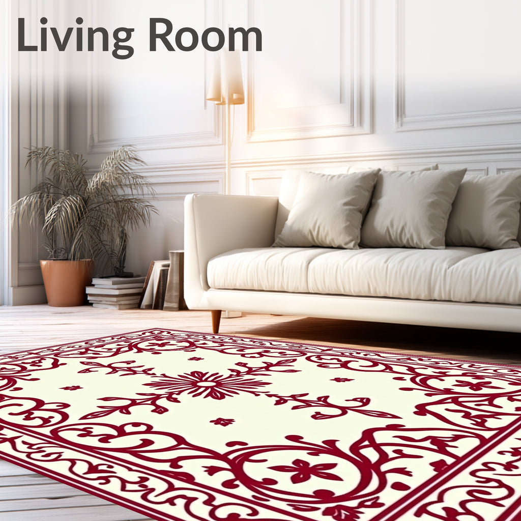 Crimson Scrollwork Central Bloom Rug