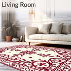 Crimson Scrollwork Central Bloom Rug