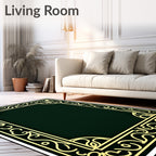 Elegant Gold Vine Scroll Border Rug