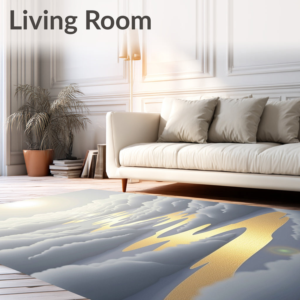 Golden River Through Clouds Rug