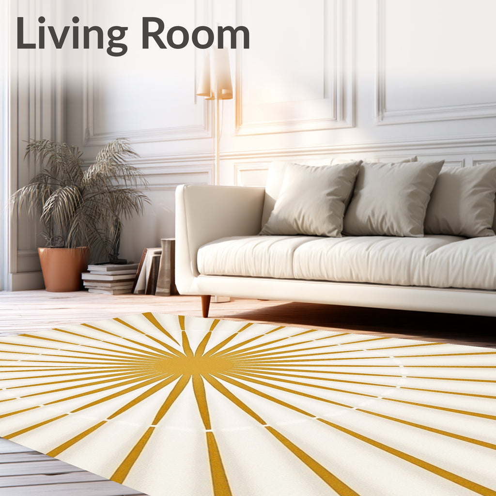 Golden Sunburst Rayburst Rug